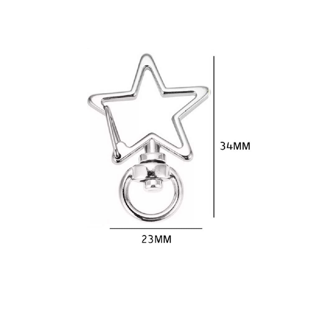 40PCS Metal Star Shape Claw Swivel Lobster Clasp,Snap Hook with Key Rings,DIY Accessories for Bag,Keychains,Jewelry Making Silver and Golden