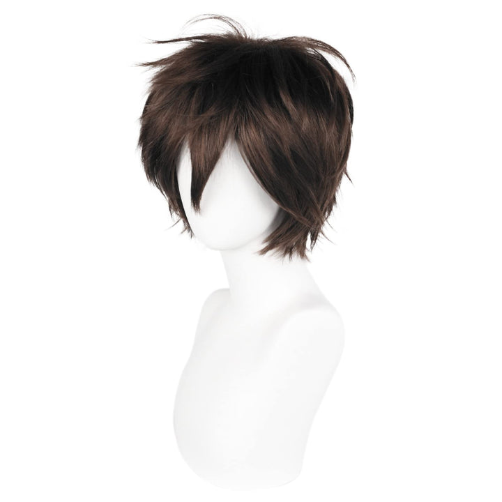 Wig Cap Short Brown Wig Cosplay Wigs Natural Style with Bangs Synthetic Hair For Halloween Wig For Women Men Dress Up Wig For Anime Cartoon Costume Party Wig