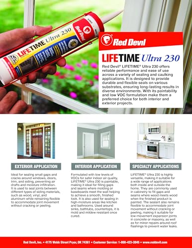 0770 Lifetime Ultra 230 Premium Elastomeric Acrylic Latex Sealant, 10.1 oz, White