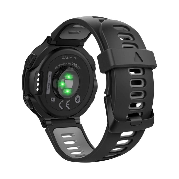 Watch Band Compatible with Garmin Forerunner 220/230/235/620/630/735XT, Soft Silicone Women Men Adjustable Sport Strap Fit Garmin Forerunner 735XT/220/230/235/620/630 - Black & Gray