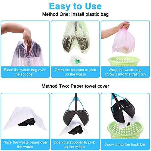Non-Breakable Pooper Scooper for Large Medium Small Dogs with 24.3inch Long Handle High Strength Material Durable Spring, Easy Grass and Gravel Pick Up