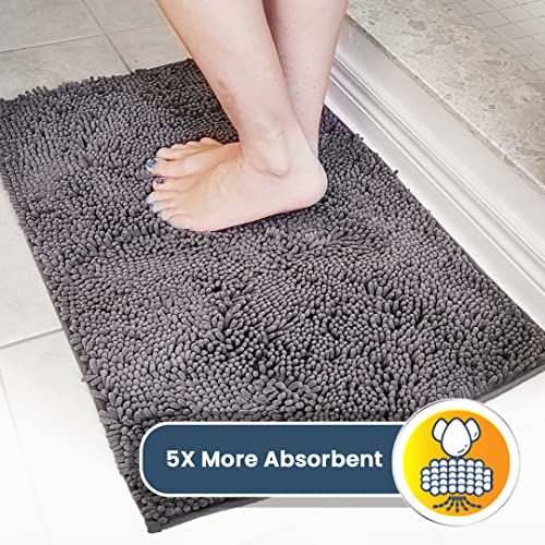 ® Shown on TV – Super Absorbent Microfiber Dog Door Mat for Muddy Paws, Non-Slip Washable Pet Rug, Quick Dry Chenille Entryway Carpet, Machine Washable Indoor Outdoor mat, Grey 30x19