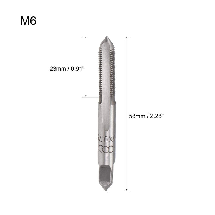 Metric Hand Tap M6 Thread 0.75 Pitch 3 Straight Flutes H2 Alloy Tool Steel Bottom & Taper Screw Tap Set Tapping Tools for Repairing 2 Pairs