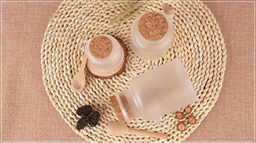 2PCS 300ML 10OZ Frosted Empty Plastic Bottle with Wooden Spoon and Cork Stopper Bath Salt Shaker Food Powder Seasoning Nut Storage Holder Refillable Container Pot Jar for Daily Life
