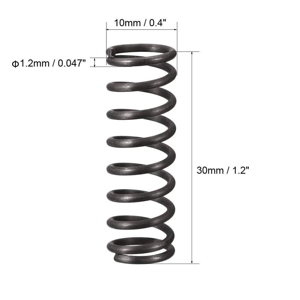 Compression Spring - 1.2mm Wire Dia, 10mm OD, 30mm Free Length Spring Steel Extension Spring,Black,10Pcs