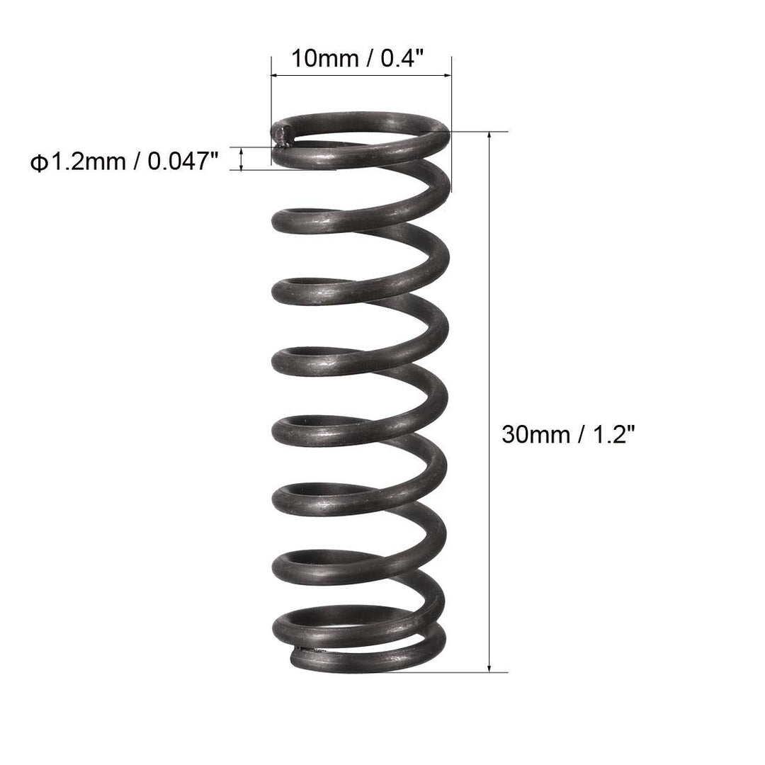 Compression Spring - 1.2mm Wire Dia, 10mm OD, 30mm Free Length Spring Steel Extension Spring,Black,10Pcs