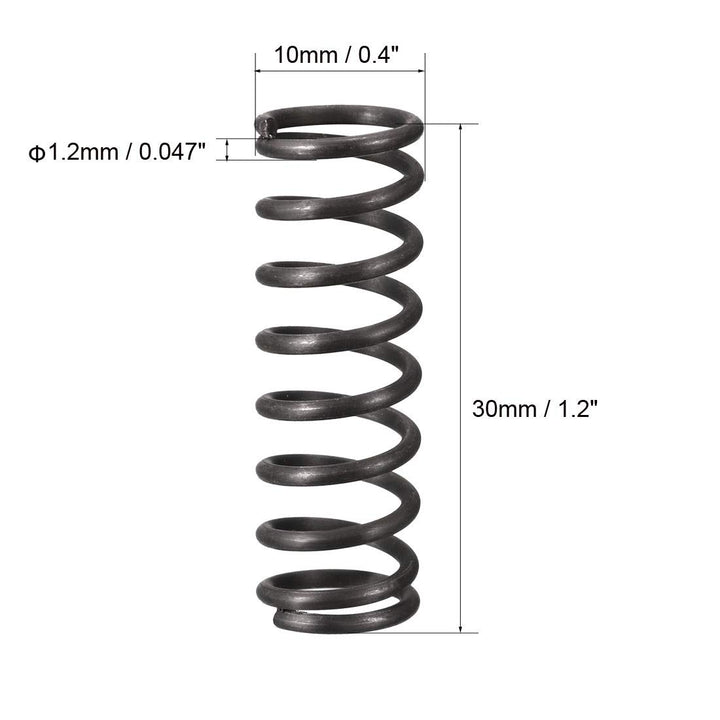 Compression Spring - 1.2mm Wire Dia, 10mm OD, 30mm Free Length Spring Steel Extension Spring,Black,10Pcs