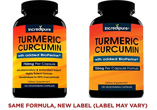 Turmeric Curcumin Supplement w/ BioPerine - 755mg Per Capsule, 120 Veggie Caps