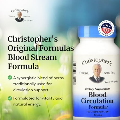Christopher's Original Formulas Blood Circulation Formula Capsules, Herbal Supplement for Cardiovascular & Circulatory Wellness, 100 Capsules