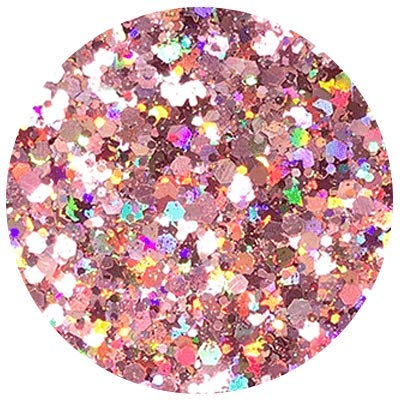 200Ml / 100G: Rose Gold Holographic Mix Glitter Chunky Multi Purpose Dust Powder Arts & Crafts Wine Glass Decoration Weddings Flowers Cosmetic Face Eye Body Nails Skin Hair
