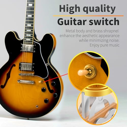 Guitar 3 Way Toggle Switch Position Short Straight Gold Top Gold Knobs for Gibon Epiphone Les Paul Electric Guitar Parts Pickup Selector kit with Plate Rhythm Treble Washer Ring Gold/Black