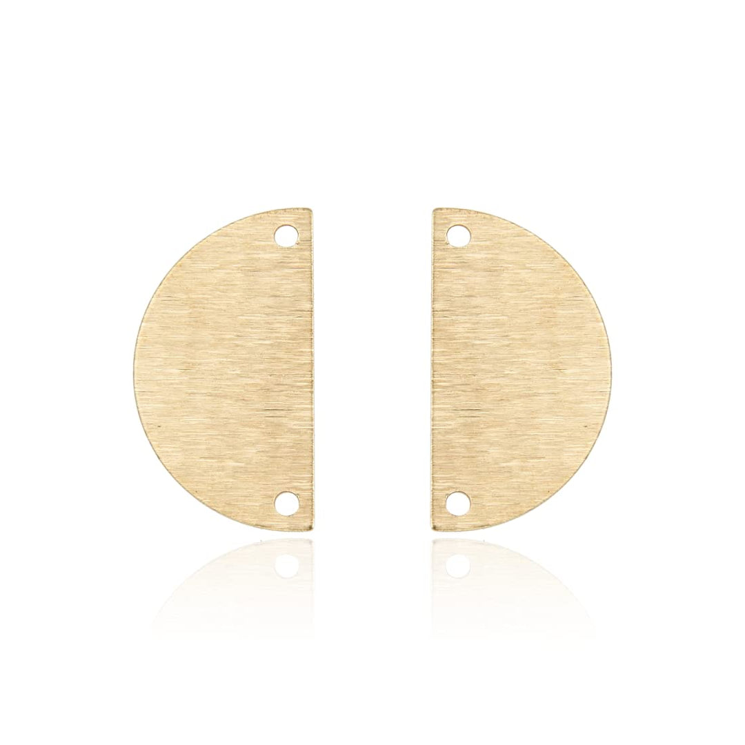 50pcs Brushed Raw Brass 21mm Half Round Semicircle Connector Link 2-Hole Geometric Component Earring Findings No Plated/Coated for Jewelry Craft Making CF-A9