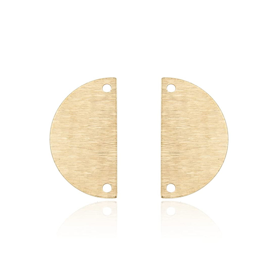 50pcs Brushed Raw Brass 21mm Half Round Semicircle Connector Link 2-Hole Geometric Component Earring Findings No Plated/Coated for Jewelry Craft Making CF-A9