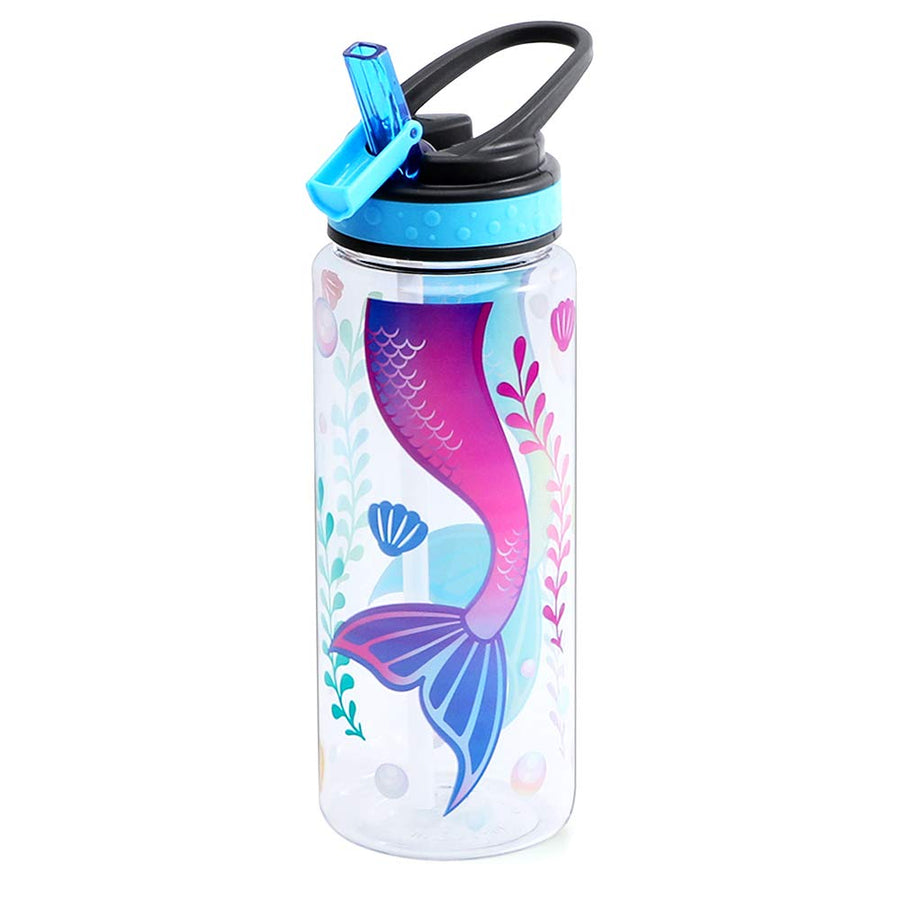 Cute Water Bottle with Straw for School Kids Girls, BPA FREE Tritan & Leak Proof & Easy Clean & Carry Handle, 23oz/ 680ml - Mermaid