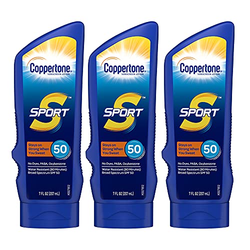 Sport Sunscreen Lotion SPF 50, Water Resistant Body Sunscreen, Broad Spectrum SPF 50 Sunscreen, Bulk Sunscreen Pack, 7 Fl Oz Bottle, Pack of 3