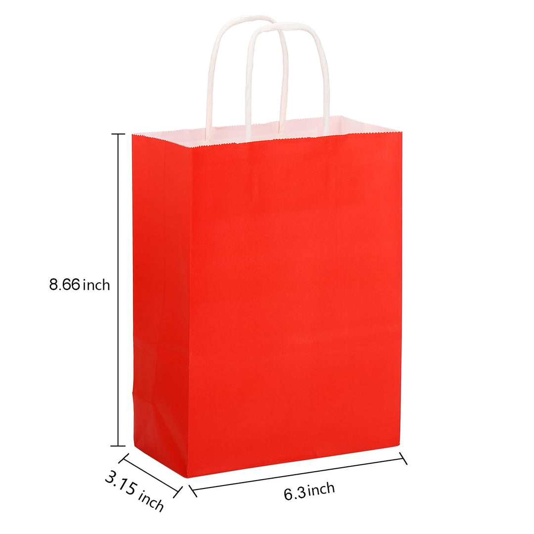 60 Pieces Paper Gift Bags, 8.66x6.3x3.15 Inch Small Kraft Paper Party Favor Bags with Handle Bulk for Kids Birthday, Wedding, Crafts, Party (6 Colors)