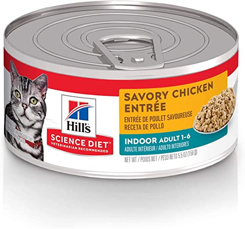 Indoor, Adult 1-6, Easy Litter Box Cleanup, Wet Cat Food, Chicken Minced, 5.5 oz Can, Case of 24