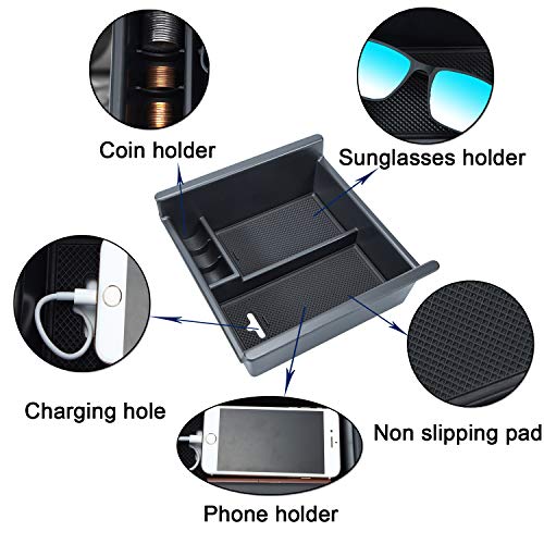 Center Console Organizer Tray Compatible with Toyota 4Runner 2010-2021 2022 2023 2024 and Kia Telluride 2020-2024 Accessories,Insert Armrest Box Secondary Storage ABS Black Materials