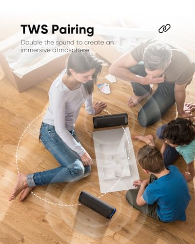 Bluetooth Speaker with HD Sound, Portable Wireless, IPX5 Waterproof, Up to 20H Playtime, TWS Pairing, BT5.3, for Home/Party/Outdoor/Beach, Electronic Gadgets, Birthday Gift (Black)