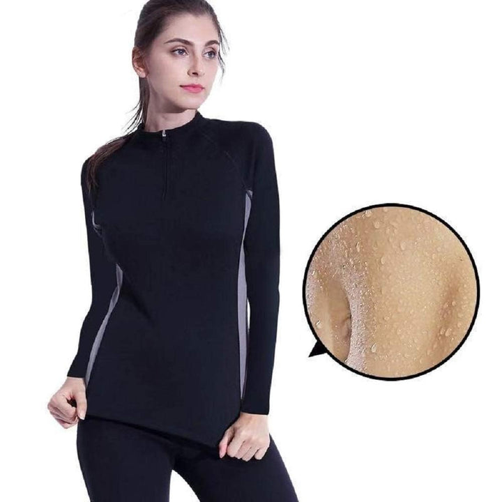 ValentinA Womens Hot Thermo Body Shaper, Slimming Long Sleeve Shirt, Workout Sweat Sauna Suit, Arm & Abdominal Trainer, Stomach Fat Burner, Best SCR Bodysuit for Weight Loss, Black XL