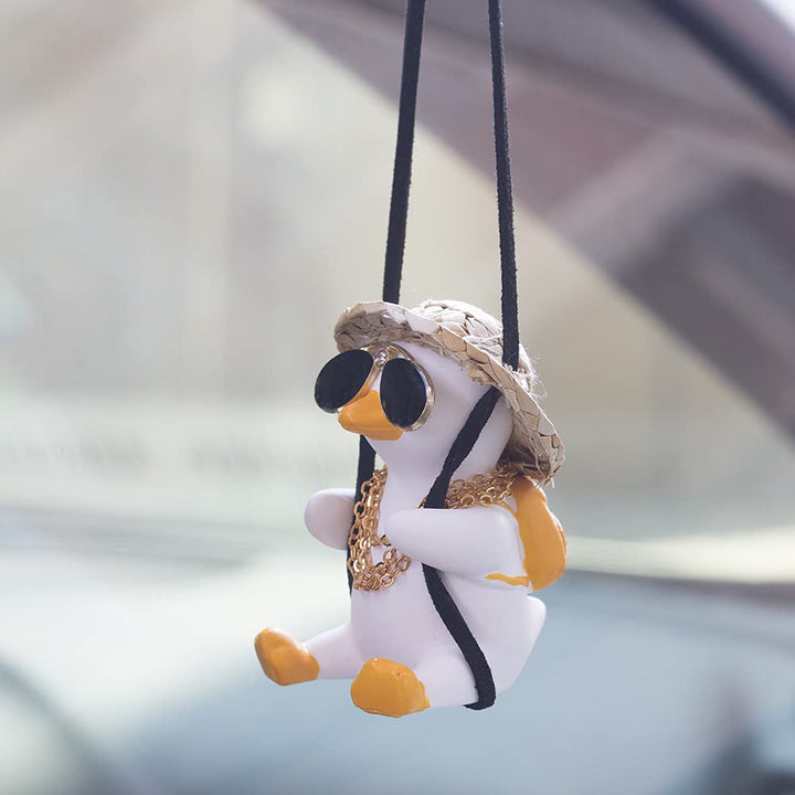 Car Mirror Hanging Accessories, Cute Swinging Duck Car Ornament Dashboard Decorations (Mirrors Sunglasses Duck)