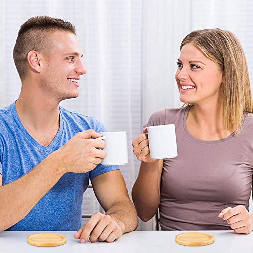 10 Pcs Round Bamboo Coasters for Planters Small Plant Saucer 3.74 Inch Bamboo Planter Drink Saucer Trays DIY Resin Coasters Gifts Tabletop Planters Protection Home Office Decoration