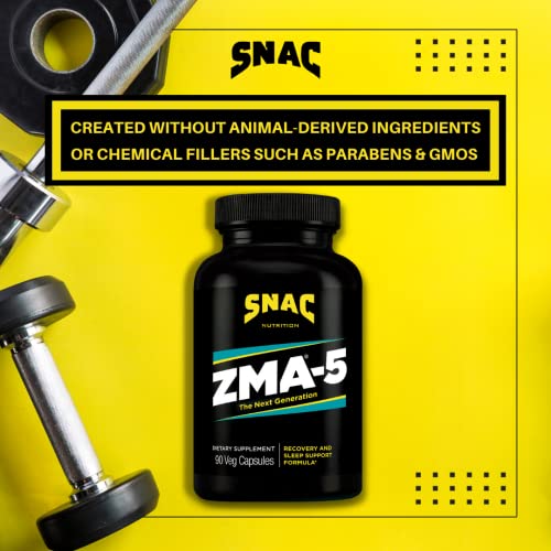 ZMA-5 Sleep Aid Supplement, Promote Muscle Recovery & Growth, Immune Support, & Restorative Sleep with Zinc, Magnesium & 5-HTP, Post Workout, Before Bed ZMA Supplements 90 Veggie Capsules