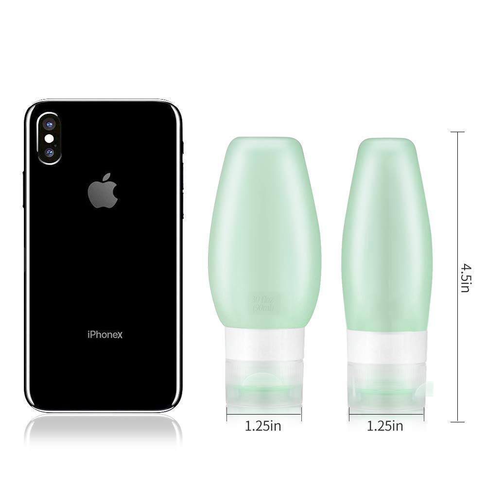 Travel Bottles for Toiletries: Travel Toiletry Bottles Tas Approved, Silicone Travel Size Containers, Refillable Travel Accessories for Shampoo Conditioner Lotion, 6 Pack (3oz)