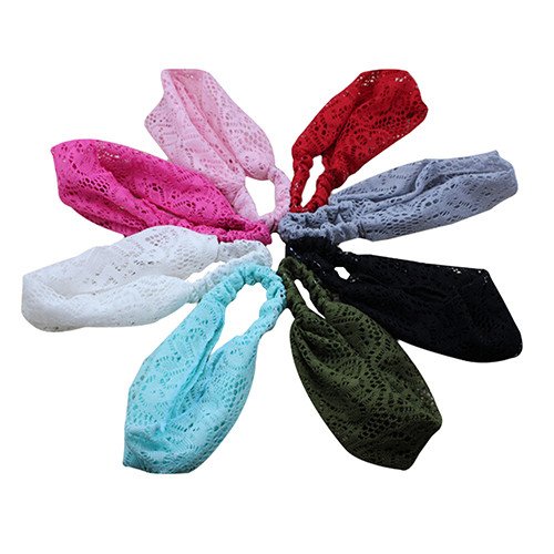 8 Colors/set Women Girl Bandanas Lace Flower Beach Headband Hair Band Chic Wide Headwraps Accessories Hot Sale (8 Colors/set)