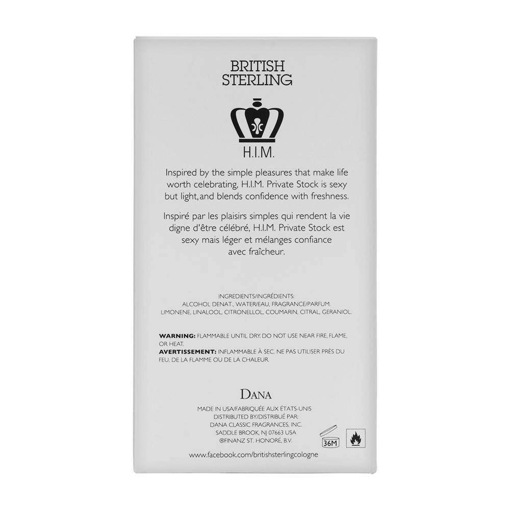 British Sterling Him Private Stock By 3.8 oz Eau De Toilette Spray for Men