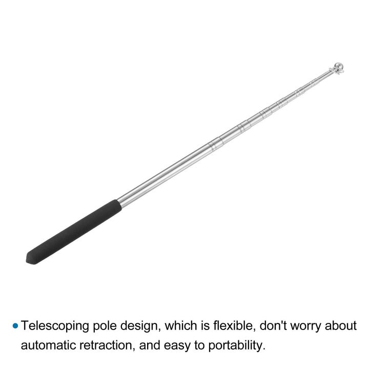 5 Feet Telescopic Handheld Flagpole, Stainless Steel Extendable Retractable Baton Portable Guide Flag Pole for Tour Guides Teacher Pointer, Black