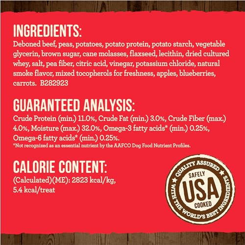 Power Bites Natural Soft And Chewy Real Meat Dog Treats, Grain Free Snack With Real Beef Recipe - 6 oz. Bag