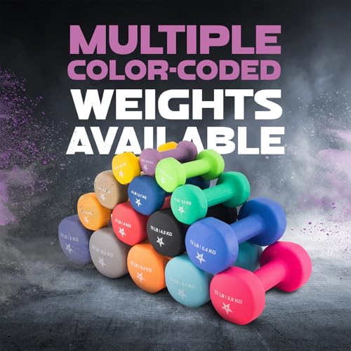Exercise amp Fitness Ibs Non Slip Hexagon 2lbs Neoprene Dumbbell Set for Muscle Toning Stren, A-Purple-2 lbs , 2 Pair US