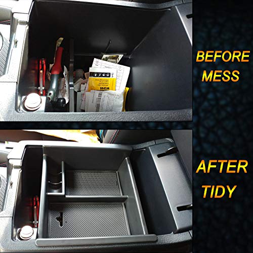Center Console Organizer Tray Compatible with Toyota 4Runner 2010-2021 2022 2023 2024 and Kia Telluride 2020-2024 Accessories,Insert Armrest Box Secondary Storage ABS Black Materials
