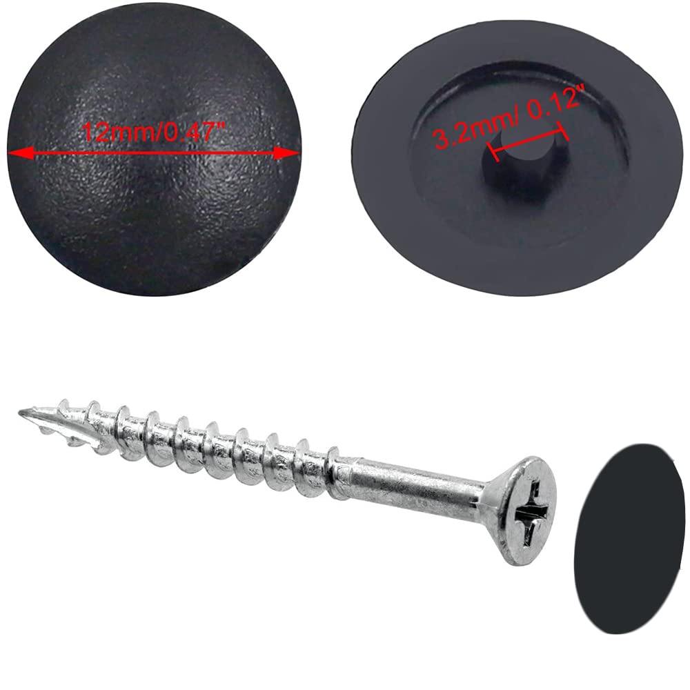 100pcs Screw Caps Black Covers, Self-Tapping Waterproof Screw Cap Cover for Phillips Screws, Suitable for Wall mounting Photo Frame Decoration Kitchen Cabinet wardrobes Home Furniture (254)