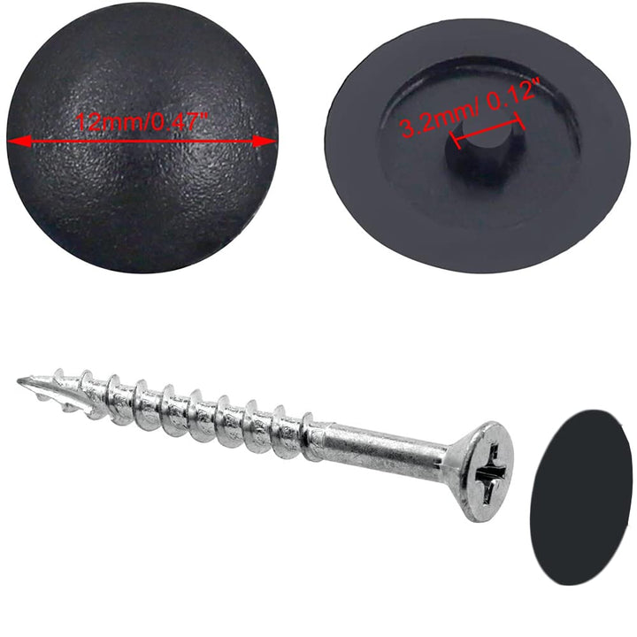 100pcs Screw Caps Black Covers, Self-Tapping Waterproof Screw Cap Cover for Phillips Screws, Suitable for Wall mounting Photo Frame Decoration Kitchen Cabinet wardrobes Home Furniture (254)