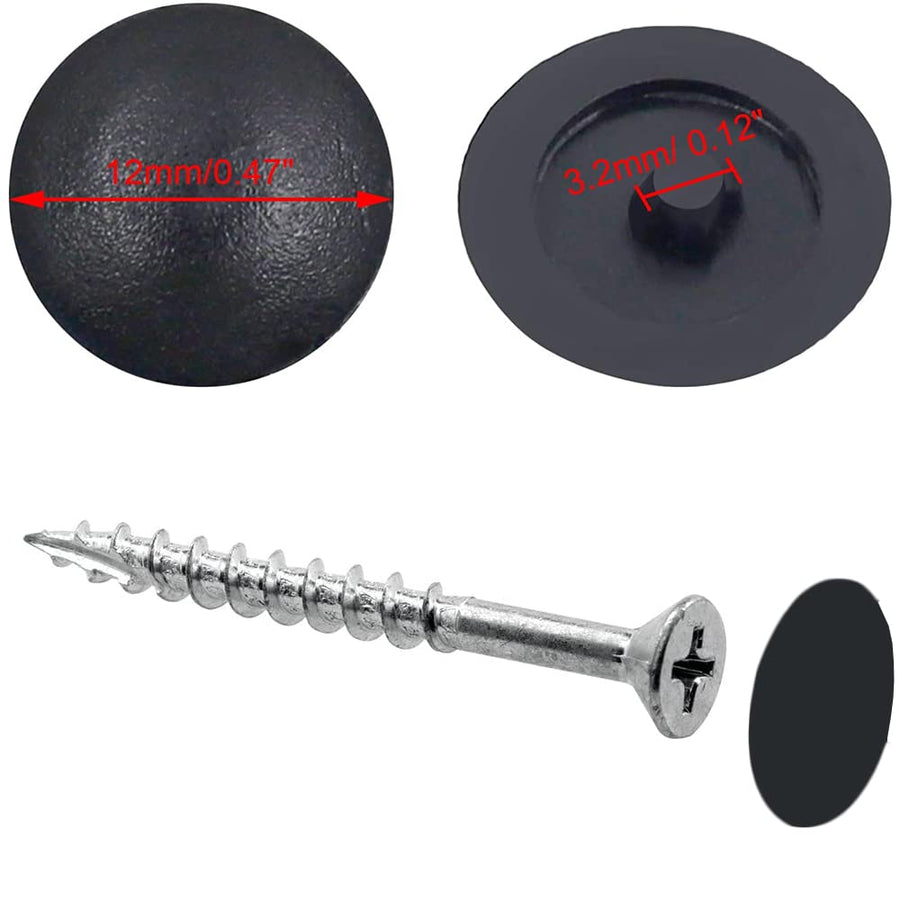 100pcs Screw Caps Black Covers, Self-Tapping Waterproof Screw Cap Cover for Phillips Screws, Suitable for Wall mounting Photo Frame Decoration Kitchen Cabinet wardrobes Home Furniture (254)