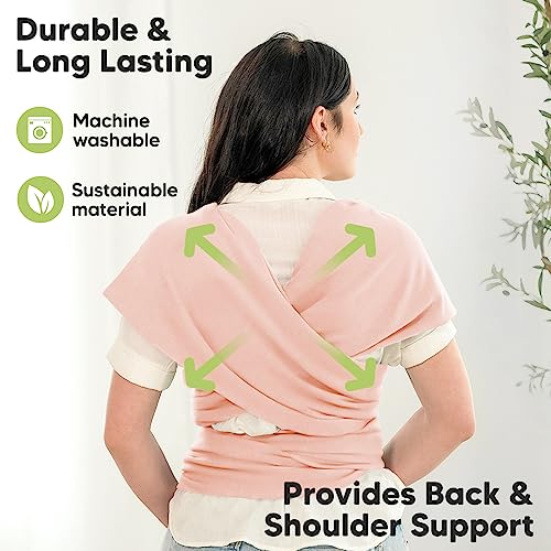 Baby Wrap Carrier - All in 1 Original Breathable Baby Sling, Lightweight Hands Free Baby Carrier Sling, Baby Carrier Wrap, Baby Carriers for Newborn, Infant (Dusty Pink)