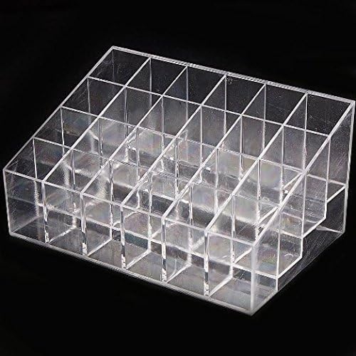 Transparent Cosmetic Makeup Organizer Clear 24 Lattices Lipsticks Cosmetic Lotion Makeup Organizer Storage Display Holder Stand