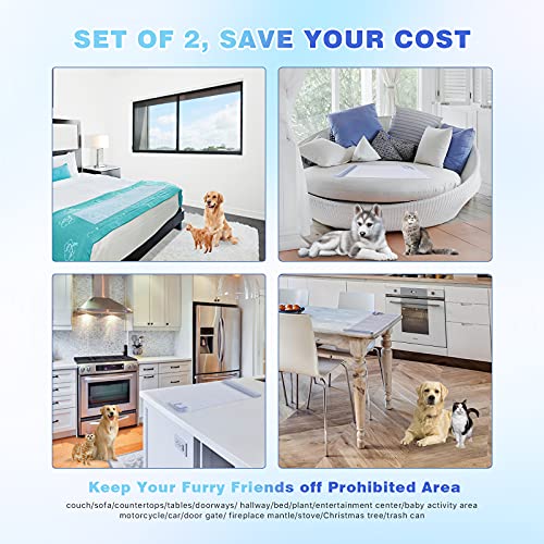 Scat Pet Shock Mat 2 Pieces, Shock Pads for Dogs and Cats Training Indoor, Electric Repellent Mat Keeps Pets Off Couch, Sofa, Countertop, 3 Modes, 2 Pieces Same Size, Battery Operated