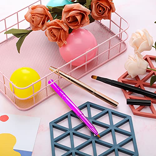 3 Pieces Lip Brush Retractable Lipstick Liner Brush Lipstick Dual-ended Foundation Makeup Brush with Cap Travel Applicators