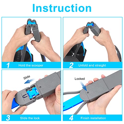 Non-Breakable Pooper Scooper for Large Medium Small Dogs with 24.3inch Long Handle High Strength Material Durable Spring, Easy Grass and Gravel Pick Up