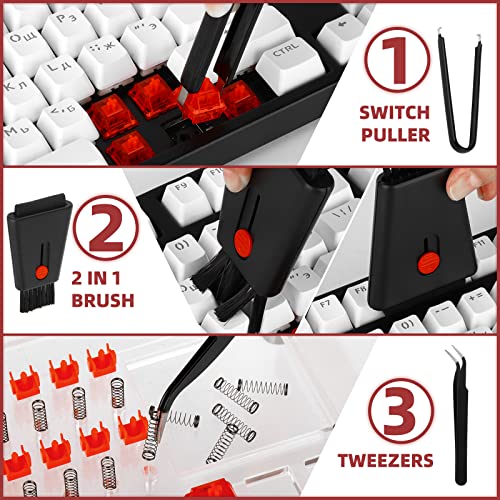 YIMAGUJRX RUNJRX 32 Switches Acrylic Lube Station,Keyboard Lube Kit,Switch Opener,Switch Lube,Switch Puller,Keycap Puller,Switch Lube Tool for Custom Mechanical Keyboard (12Pcs)
