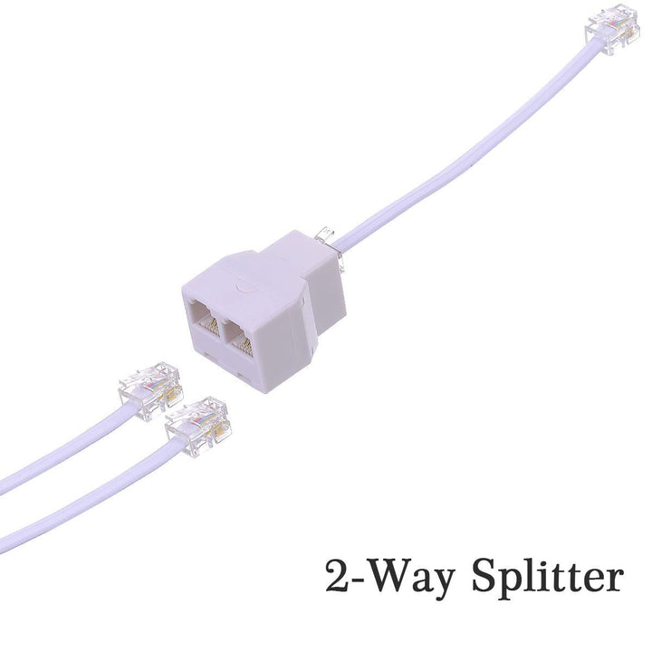 Phone Line Splitter RJ11 Male to Female Two Way Phone Line Splitter Converter RJ11 6P4C Plugs for Telephone, Fax Machine (3 Pack)
