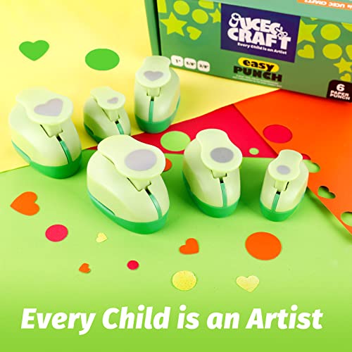 Circle Hole Punch, Paper Punches for Crafting, 3/8+5/8+1 Inch Circle Punch, Heart Hole Punch, Circle Shape Cutter for Paper Crafts Scrapbooking, 6Pcs