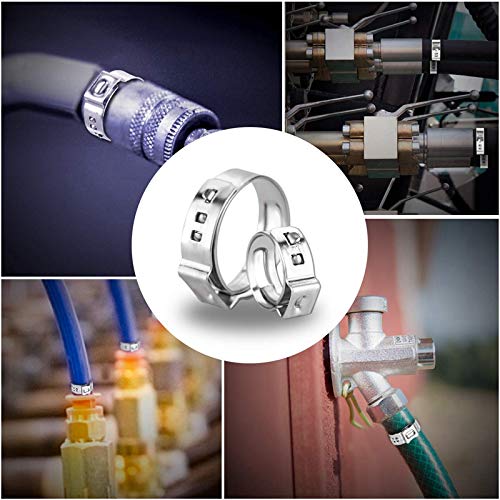 40Pcs 10.3mm-12.8mm Single Ear Hose Clamps 304 Stainless Steel PEX Cinch Clamps Stepless Cinch Crimp Rings Pinch Clamps for Pipe Fitting Connections