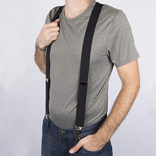 mens 1-1/4 Solid Straight Clip apparel suspenders, Black, One Size US