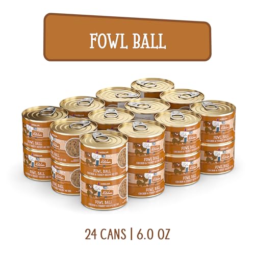 Cats in The Kitchen, Fowl Ball with Chicken & Turkey Au Jus Cat Food, 6oz Can (Pack of 24)