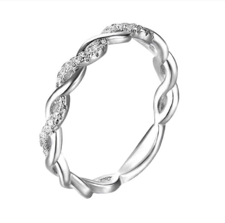 Twist Ring for Women Fashion 925 sterling silver Stack Twisted Ring Cubic Zirconia Diamond Ring Wedding Party Women Jewelry Size 6-10 (Size 6)