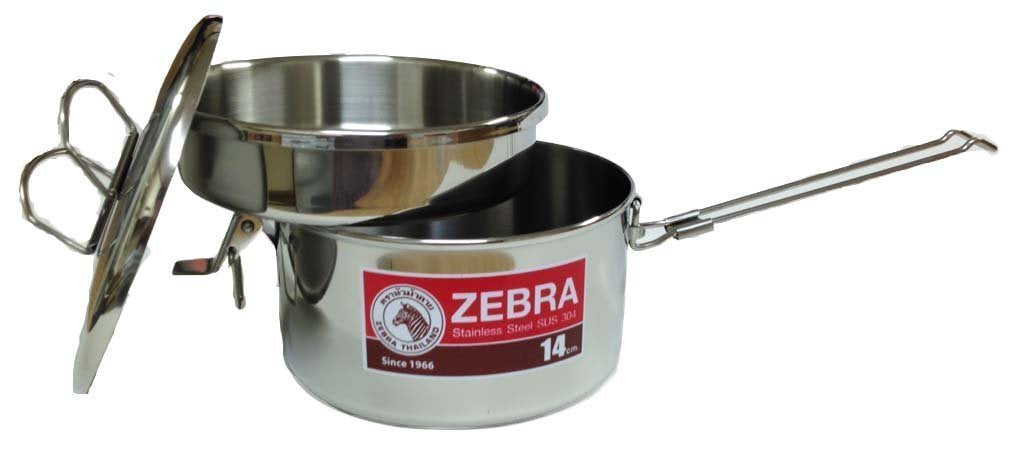 Stainless Steel Food Box and Pan with Snap on Lid, 14cm, Silver